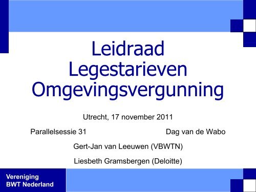 presentatie - Vereniging BWT Nederland