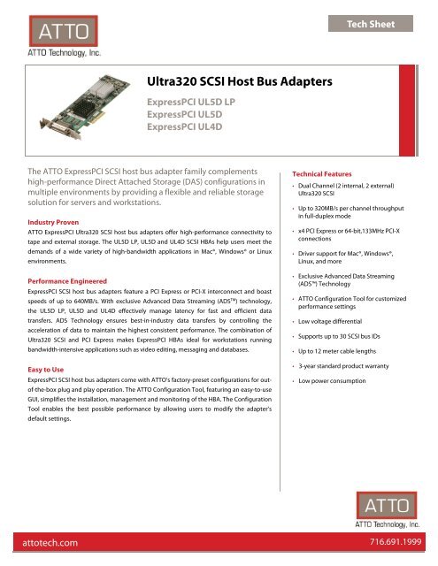 Ultra320 SCSI Host Bus Adapters - ATTO Technology