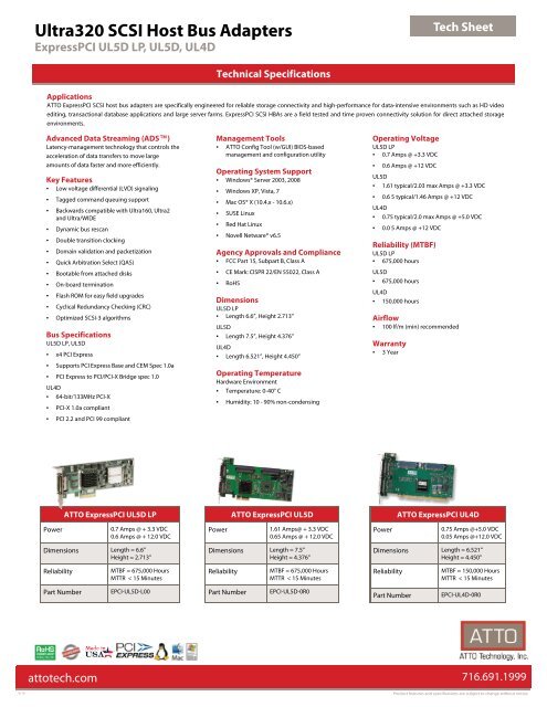 Ultra320 SCSI Host Bus Adapters - ATTO Technology