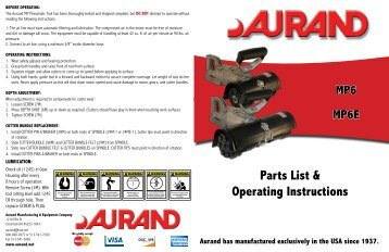 Parts List & Operating Instructions - Aurand Manufacturing ...