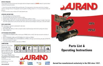 Parts List & Operating Instructions - Aurand Manufacturing ...