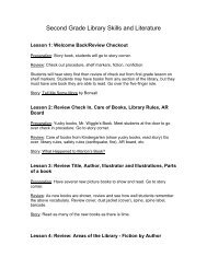 Second Grade Library Skills and Literature - Roseburg Public Schools