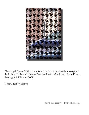 Meredyth Spark's Differendialism: The Art of Sublime ... - Robert Hobbs