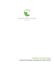 Crofton House School Parent/Student Handbook 2012-2013