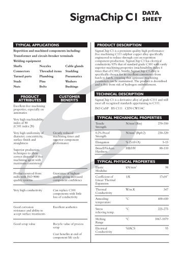 SigmaChip C1 Data Sheet - Smiths Metal Centres