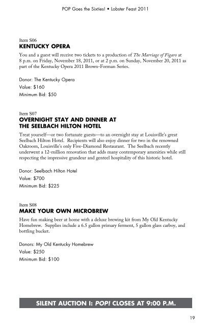 Lobster Feast 2011 Auction Catalog - Actors Theatre of Louisville