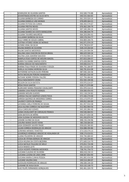 Resultado Preliminar - Ênfase na implantação nas ... - CCM/UFPB