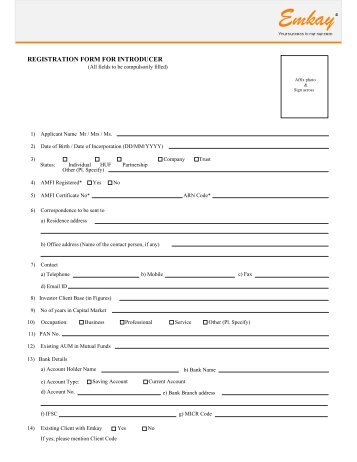 Referral Agent Registration Form - Emkay Global Financial Services ...