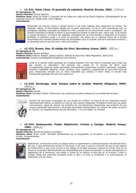 catÃ¡logo descriptivo lotes club lectura - Bibliotecas PÃºblicas