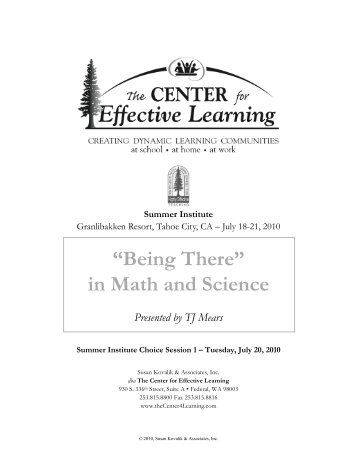 “Being There” in Math and Science - Susan Kovalik & Associates