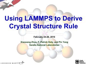 Application to Alkali Halides - Lammps - Sandia National Laboratories