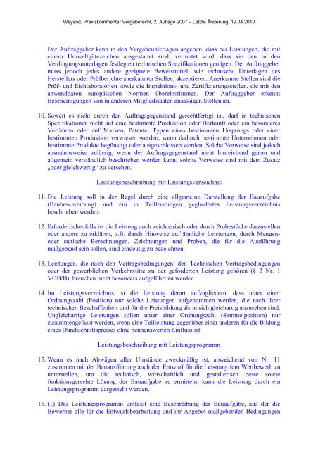 81. § 9 VOB/A - Beschreibung der Leistung - Oeffentliche Auftraege