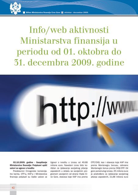 Ministarstvo finansija Crne Gore Oktobar ... - Vlada Crne Gore