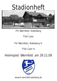 Stadionheft von 29.11.2009 - FV Wernfeld/Adelsberg