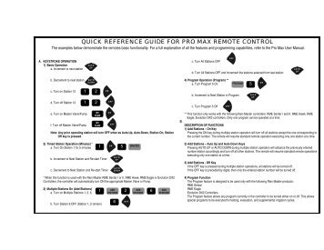quick reference guide for pro max remote control - Rain Master ...