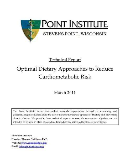 Optimal Dietary Approaches to Reduce ... - Point Institute