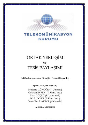 ortak yerleÅim ve tesis paylaÅÄ±mÄ± - TelekomÃ¼nikasyon Kurumu