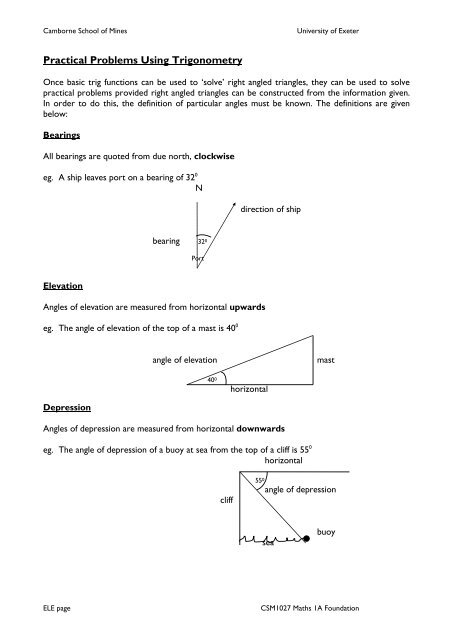 Introduction to Trigonometry - University of Exeter