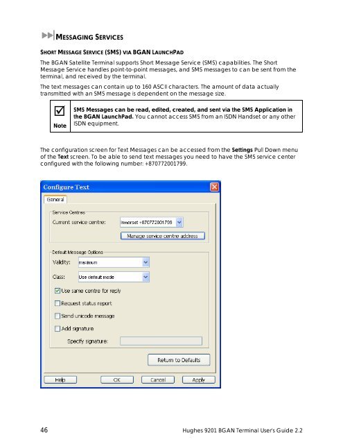 Hughes 9201 BGAN Terminal User's Guide 2.2 - GMPCS Personal ...
