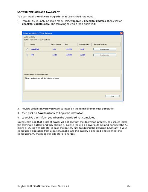 Hughes 9201 BGAN Terminal User's Guide 2.2 - GMPCS Personal ...