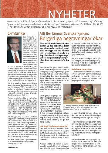 Borgerliga begravningar ökar - Fonus