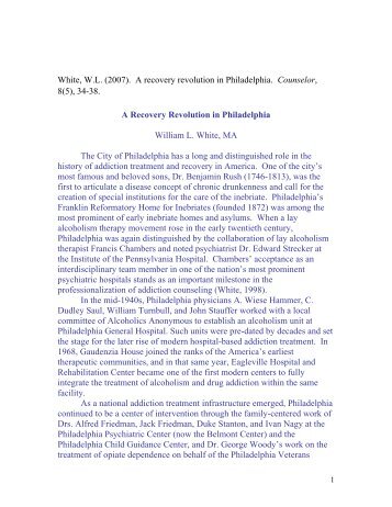 A Recovery Revolution in Philadelphia - William L. White