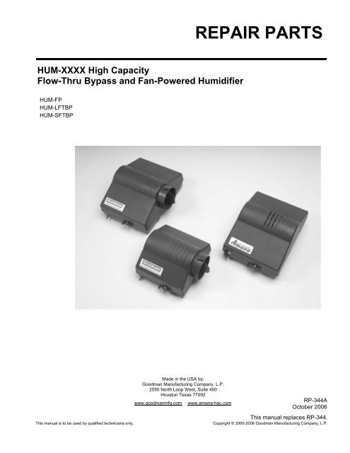 Repair Parts Manual - PexSupply.com