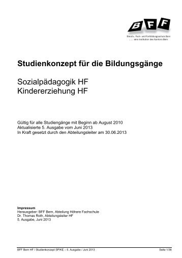 Studienkonzept 5. Ausgabe - BFF Bern