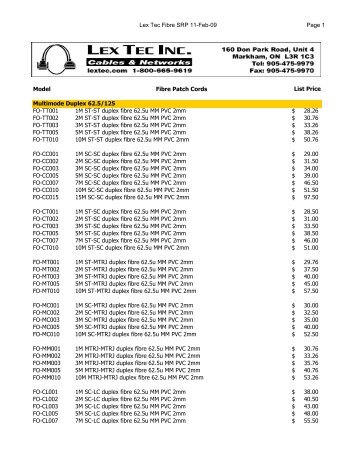 MSRP Pricing - Lex Tec Inc.