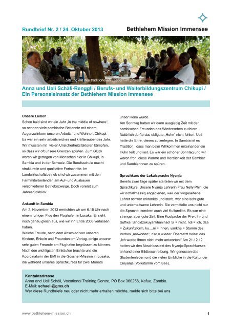 Rundbrief Oktober 2013 - RomeroHaus Luzern