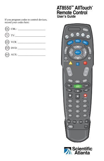 AT8550™ AllTouch® Remote Control - Time Warner Cable