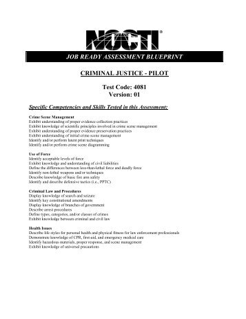 JOB READY ASSESSMENT BLUEPRINT CRIMINAL JUSTICE - nocti