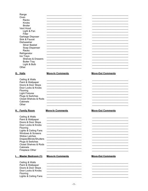 Rental Property Inventory and Condition Form