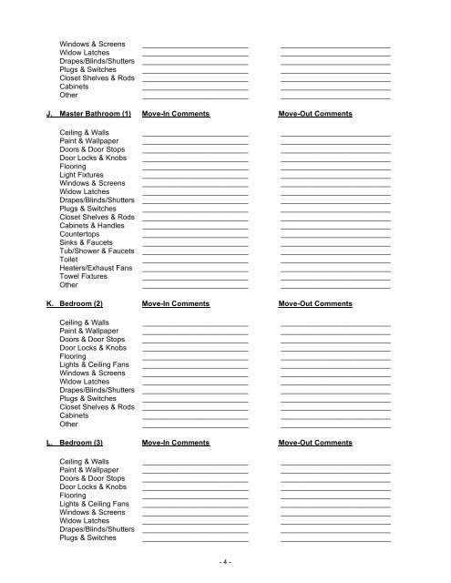 Rental Property Inventory and Condition Form