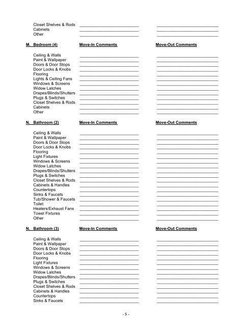 Rental Property Inventory and Condition Form