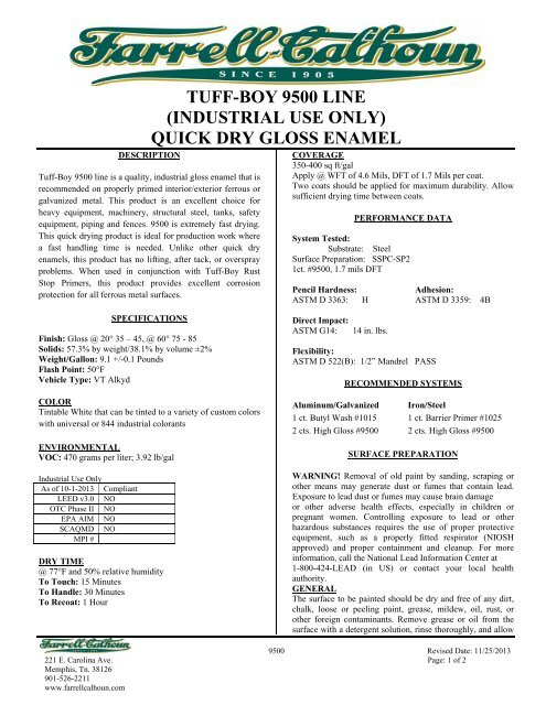 Download Product Data Sheet - Farrell - Calhoun Paint