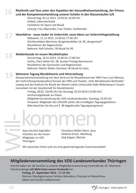 Fortbildungen des VDS - Verband Deutscher Schulmusiker
