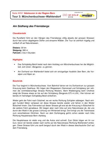 Tour 3: MÃ¼nchenbuchseeâWahlendorf - Pro Velo Bern