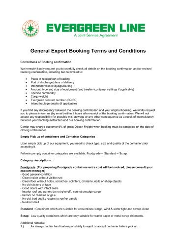 Booking Terms and Conditions - ShipmentLink Shipping & Transport