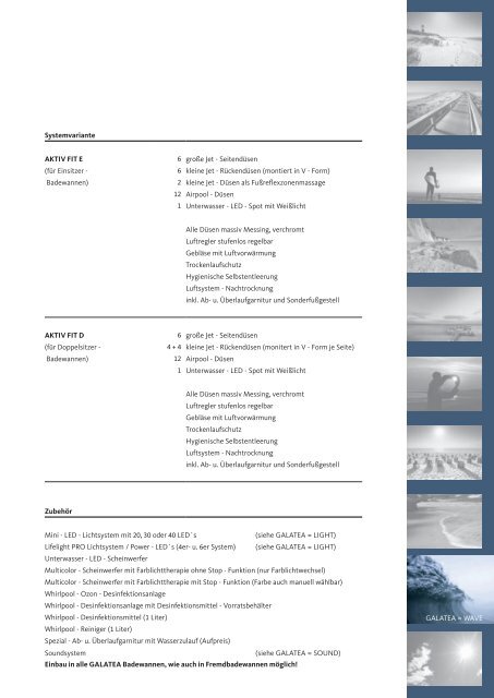 badewannen duschwannen poolsysteme lichtsysteme ... - Galatea