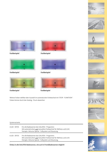 badewannen duschwannen poolsysteme lichtsysteme ... - Galatea