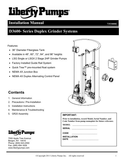 Installation Manual - Liberty Pumps