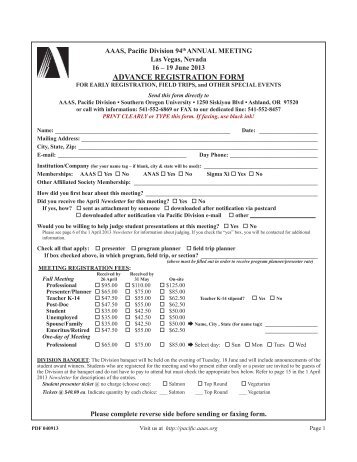 ADVANCE REGISTRATION FORM