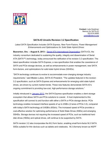 SATA-IO Unveils Revision 3.2 Specification