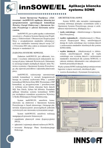 innSOWE/EL Aplikacja kliencka systemu SOWE - Innsoft sp. z oo