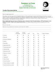 Teacher Recommendation form - Wyoming Seminary