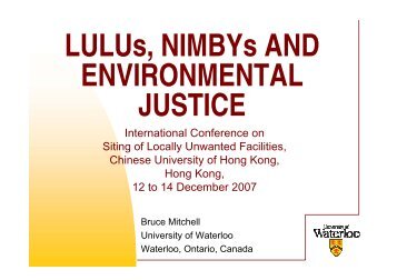 LULUs, NIMBYs AND ENVIRONMENTAL JUSTICE