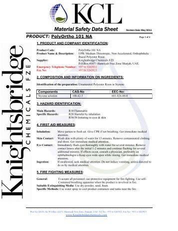MSDS - Knightsbridge Chemicals Ltd.