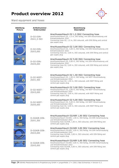 Product overview 2012 - DEHAS Medizintechnik & Projektierung ...