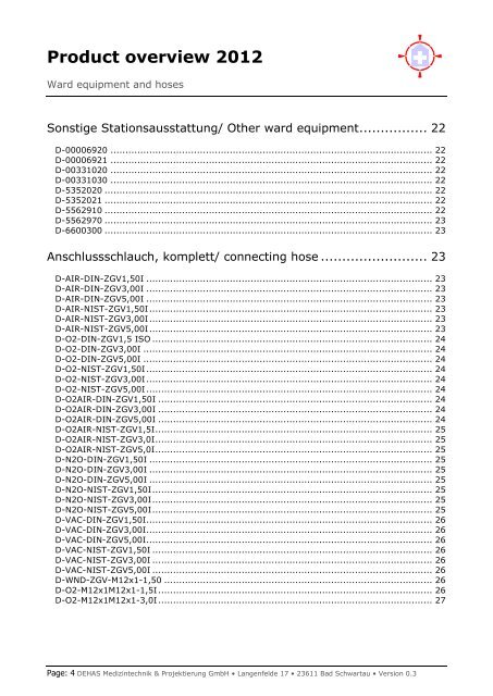 Product overview 2012 - DEHAS Medizintechnik & Projektierung ...